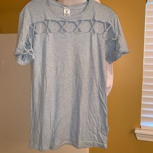 Venley aqua open front tee NWOT SZ S